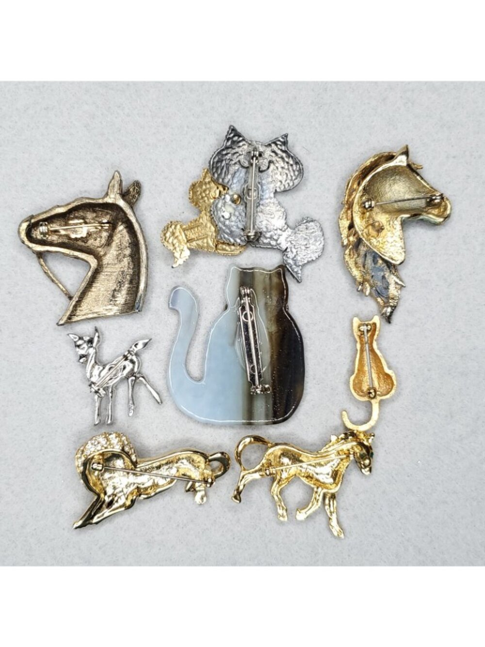Animal Brooch Lot Figural Ultra Craft Cat Horse Monet Lion Zebra Deer Lot of 8 - Picture 9 of 10